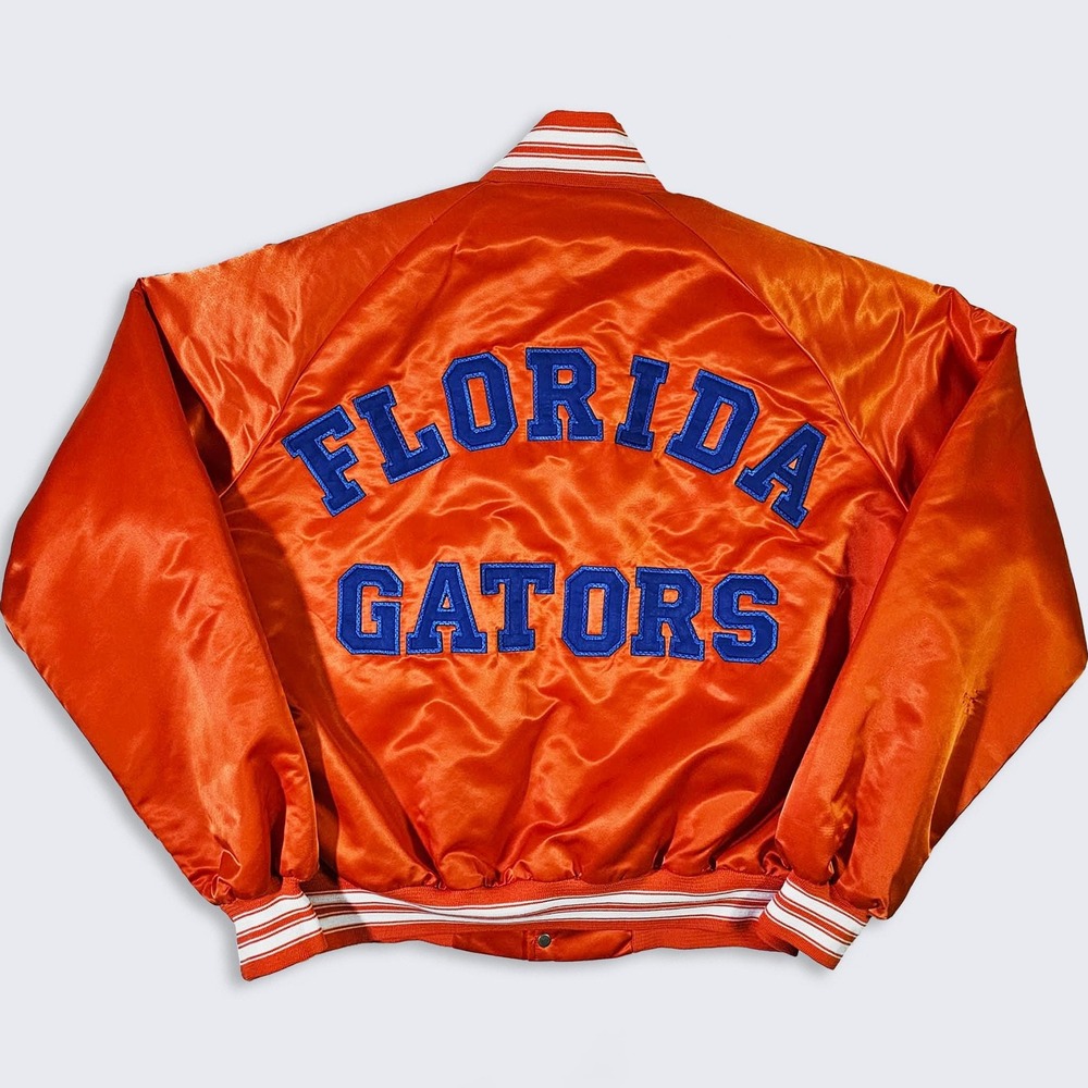 Florida Gators Vintage 80s Chalk Line Satin Bomber Jacket